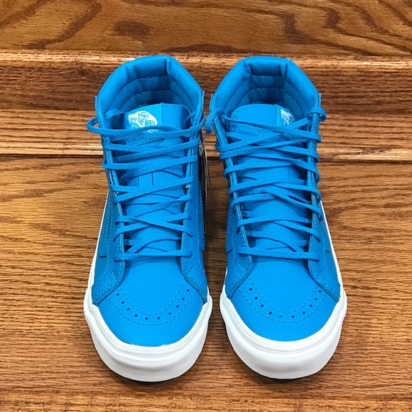 Vans Sk8 Slim Neon Leather Neon Blue Shoes - Picture 3 of 8